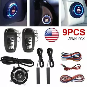 9Pcs Keyless Entry Kit Push Start Stop Engine System for Car SUV Truck 12V - Picture 1 of 35