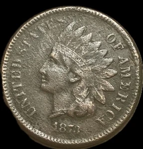Authentic 1873 Indian Head Cent Full Date IHC Antique Penny Coin - Picture 1 of 2
