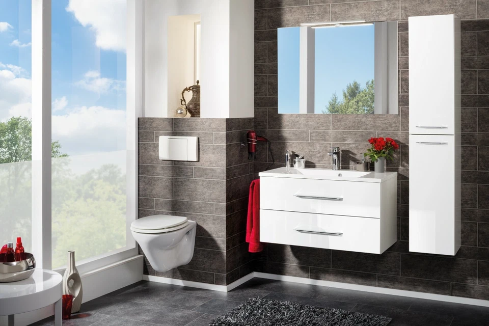 Fackelmann Badmöbel Set B.CLEVER Weiß 60 cm Breit Schrank Möbel MADE IN GERMANY - Bild 1 von 1