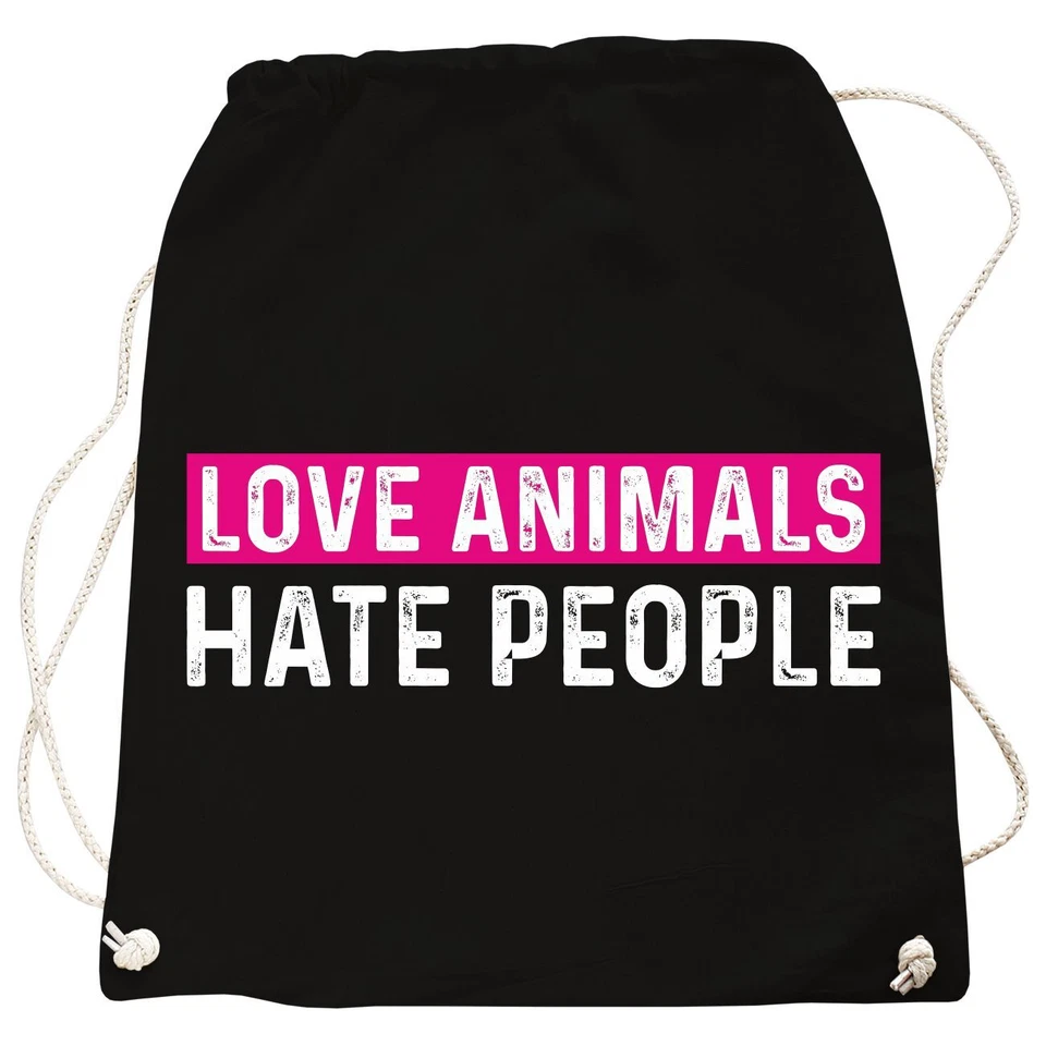 Rucksack Tasche Beutel Tierschutz Love Animals Pferd Katze Hund Peace Zitat