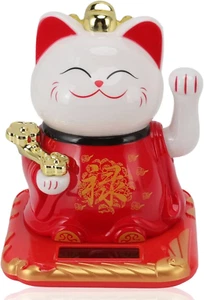 Winkende Katze, Glückskatze, Solarbetriebene Lächelnde Katze Mit Winkearm, Glück - Bild 1 von 9
