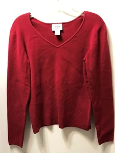 Ann Taylor Loft Stretch Red Sweater Long Sleeve Size Medium Women's - Picture 1 of 4
