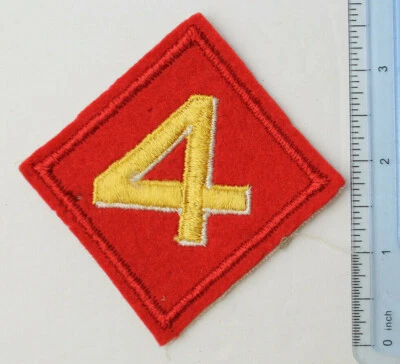 Original WWII USMC 4th Marine Division Patch Wool - Image 1 of 2