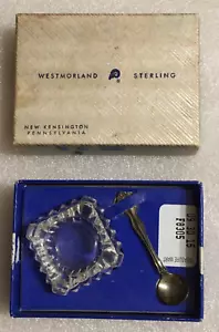 Vintage Westmorland argento sterling cucchiaio sale vetro cantina in scatola George Martha - Foto 1 di 10