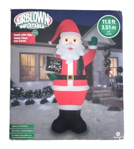Gemmy Airblown Inflatable Christmas Santa Claus with Sign Red / White 11.5' Tall - Picture 1 of 6