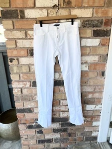 Ralph Lauren Blue Label Jeans Women Sz 31 Lace Up Leg Western Rodeo White Denim - Picture 1 of 10