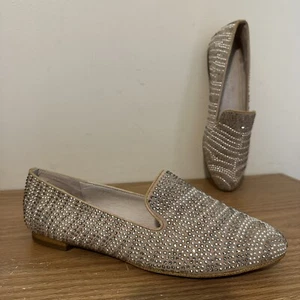 Witchery Silver Sparkly Shoes Flats Workwear Loafers Comfort Slip On Size 41 - Picture 1 of 11
