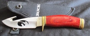 Signed 2004 Custom Buck Hunting Gut Hook Knife w/Sheath by J Buck & Chuck Buck - Picture 1 of 7