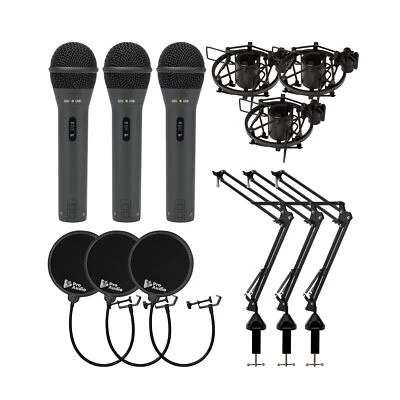 Samson Q2U Dynamic USB Mic with Shockmounts Boom Arms Pop Filters 3 pack - Image 1 of 4