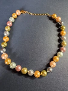 KJL Necklace Kenneth Jay Lane Multicolor Faux 14mm Glass Pearls 2009 - Picture 1 of 6