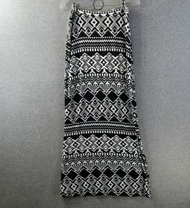 Gonna Spense Donna Small Nero Bianco Geometrica Stampa Azteca Lunga Miscela Allungata - Foto 1 di 14