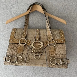 Guess Handbag Large With Silver Hardwear Vegan Leather Croc Y2K 90s Logo Vintage - Foto 1 di 20