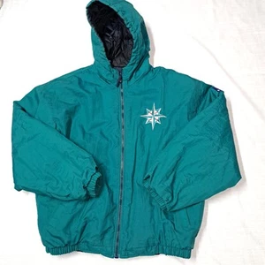 Seattle Mariners Pro Player Quilted Reversible Green Blue MLB Baseball Jacket - Picture 1 of 24