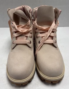 Light Pink Timberland Boots w/ Bow Sz 6.5 - Picture 1 of 5