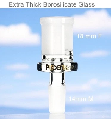 Phoenix ⭐18mm Female To 14mm Male Glass Adapter Connector EXTRA EXTRA THICK 2025 - Image 1 of 4