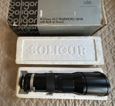 Teleobjetivo Soligor 400 mm f6,3 Capucha Incorporada Profesional Automático T-4 En Caja Foto 1 de 4