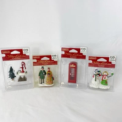 4 figuras y accesorios de la colección Lemax Village cabina telefónica bomba de agua fama de nieve Foto 1 de 4