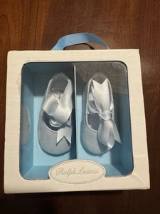Ralph Lauren Baby Shoes Blue Linen Size 2 Boys - Picture 1 of 7