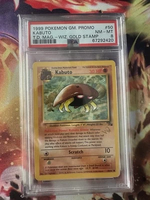 PSA 8 Kabuto 50/62 W Gold Stamp Top Deck Magazine December 1999 English Pokemon - Image 1 of 2