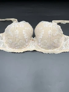 Body By Victoria Secret Size 36 D Nude Lined Demi Lace Underwire Bra - Picture 1 of 14