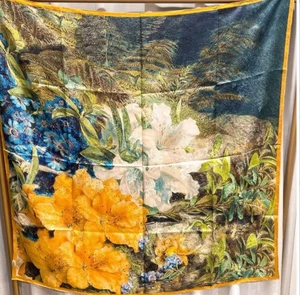 19Momme jacquard Silk Bandana Scarf Hualuo thicket Print Square Shawl 42'' new - Picture 1 of 2