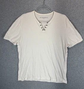 John Varvatos Shirt Mens Large White Grommet Henley Peru Casual Lightweight Tee - Picture 1 of 10