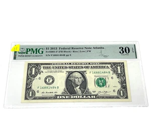 2013 $1 One Dollar, FEDERAL RESERVE NOTE Atlanta,' PMG 30 VF', (#28) - Picture 1 of 2