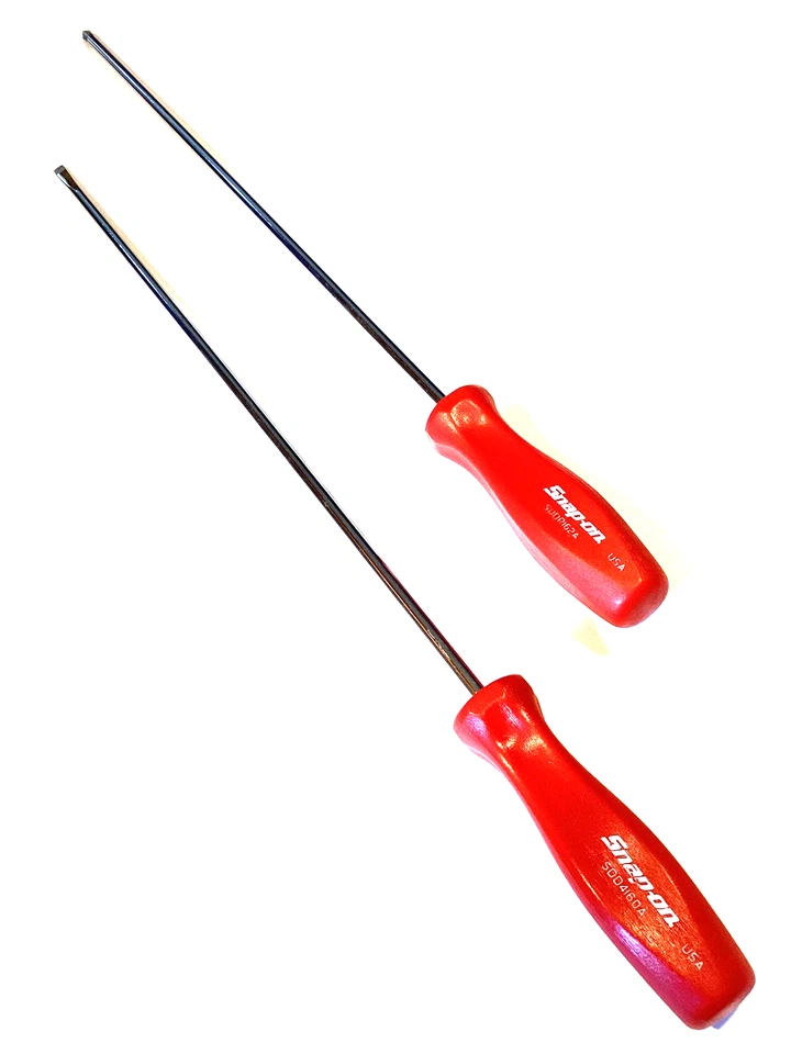 Snap On 2 Piece RED Hard Handle Xtra Long Screwdriver Set SDDP162A SDD4160A MINT - Image 1 of 4