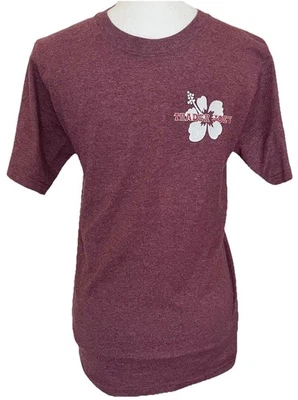 TRADER JOE’S Tshirt Small Plum Purple W/ White Hibiscus Flower Soft Cotton Blend - Image 1 of 4