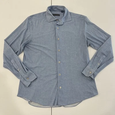 Camisa Corneliani Para Hombre 15.75 40 Azul Manga Larga Cuello Elastizada Lux Suave Foto 1 de 4