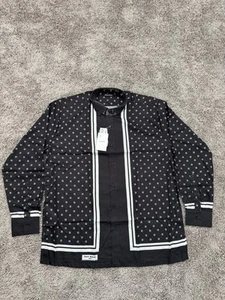 Balmain Paris Long Sleeve Button Up Shirt Men XXL Black Collar Adult - Picture 1 of 6
