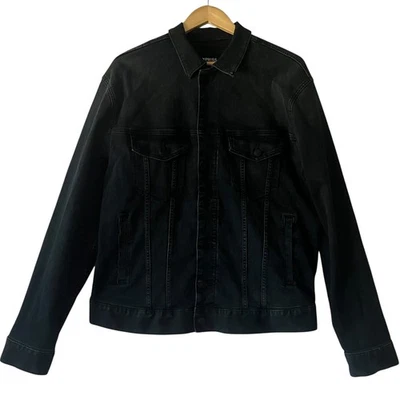 Chaqueta de mezclilla Express Hyper Stretch azul oscuro Jean Trucker abrigo para hombre grande L Foto 1 de 4