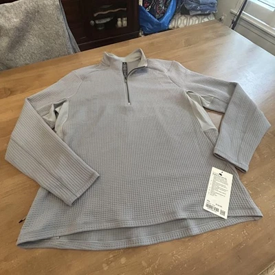 Lululemon Sweater Mens 2XL Gray Waffle-Knit Half Zip Thermal Thumbholes LM3EX7S - Image 1 of 4