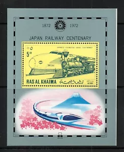 Ras Al Khaima 1971 sheet trains/railroad stamps (Michel Block 102) nice MNH - Picture 1 of 1