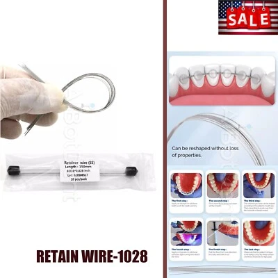 US 10 Pcs Dental Orthodontic Flat Strand Lingual Retainer Wire .010"x.028" - Image 1 of 4