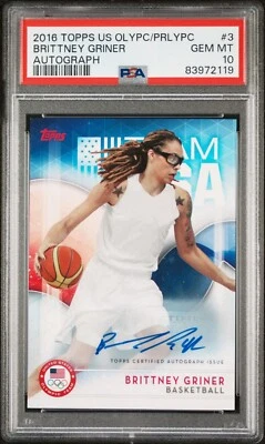PSA 10 Pop 1 - 2016 Topps US Olympics #3 Brittany Griner AU - *TEXCARDS* - Image 1 of 2
