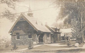 Walpole NH Stone Building in 1911 Real Photo Postcard - Picture 1 of 2