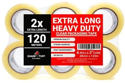 SHARK-TUFF 48mm x 120m Parcel Packing Strong Packaging Tape For Moving House Bulk Joblot