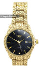 Mens 43 mm Gold Nugget Style Clubbing Watch/Case Black Calendar Dial 8" Bracelet