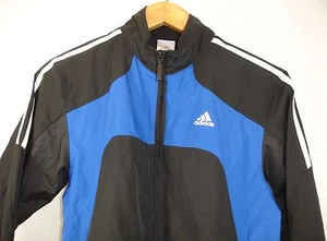 adidas Youth Full Zip Mesh Lined Track Jacket Black Blue White XL (UK15-16yr) - Picture 1 of 6