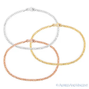 925 Sterling Silber 2,5 mm Perlen Gliederkette Perlen Mode Strang Armband Italy - Bild 1 von 4