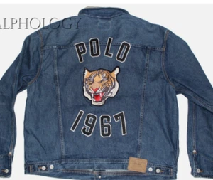Polo Ralph Lauren Mens Tiger Patch 1967 Dungaree Cord Denim Trucker Jean Jacket - Picture 1 of 4