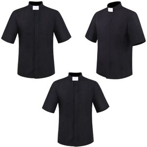 Men's Shirts Worship Outfit Halloween Costume Stand Collar Blouse Short Sleeve