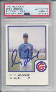 1986 Greg Maddux Pittsfield Cubs ProCards Rookie PSA/DNA Auto 10 Autograph RC