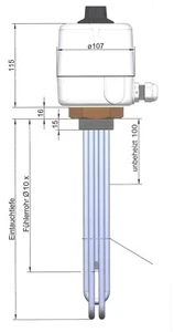 Elektroheizstab, Einschraubheizkörper  3/4,5/6/7,5 oder 9 kW m. unbeheizter Zone - Bild 1 von 7