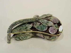 Cloisonne Schmuckschatulle in Auberginenform - Bild 1 von 8