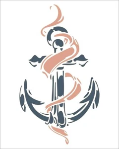 5"x7.5" Clear Plastic Stencil - Anchor w/Ribbon (ROA56)***** - Picture 1 of 2