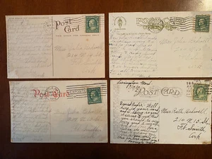 Benjamin Franklin Green One Cent Stamp 1909 Antique Postcard Lot4 RARE Used - Picture 1 of 4