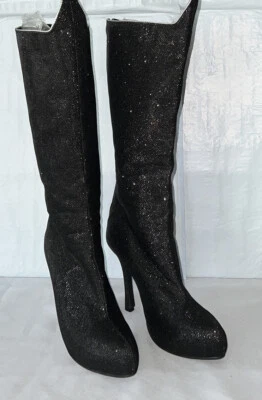 Women ELLIE Glitter Small Sequins Calf High Stilettos Heels SIZE 8 - Image 1 of 4