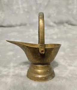 Brass Miniature Coal Ash Bucket Incense Burner Floral Design 2-1/4" Tall - Picture 1 of 8